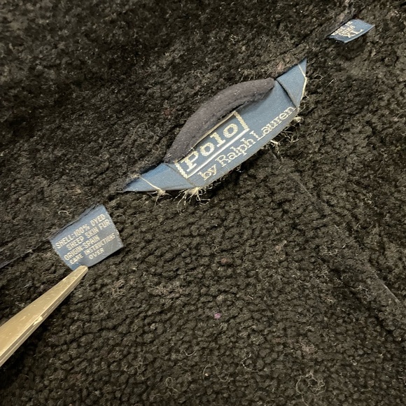 Polo Ralph Lauren Vintage Double Breasted Shearling Ranch Coat in Navy Size XL - Picture 9 of 9